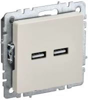 Розетка USB для зарядки, тип А+А 3,1А, Бежевый, Brite IEK BR-U21-D31-K10