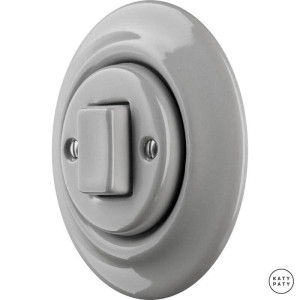 Выключатель кнопочный 1 кл. перекрестный, бетон глянцевый, Katy Paty CAGW7