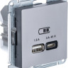 Розетка USB для быстрой зарядки, тип A+C 45Вт, Сталь, AtlasDesign SE ATN000929