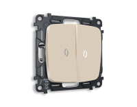 Выключатель 2 кл. с/подсв. (5600K), Бежевый матовый, OMEGA Quant Ambrella Volt MO324015
