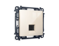 Розетка комп. с шторками RJ45 Cat. 6, Бежевый глянец, ALFA Quant Ambrella Volt MA312010