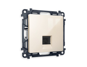 Розетка комп. с шторками RJ45 Cat. 6, Бежевый глянец, ALFA Quant Ambrella Volt MA312010