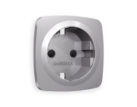 Лицевая панель розетки с З/К с шторками, Сталь матовый, OMEGA Quant Ambrella Volt OP5070