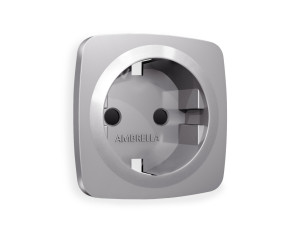 Лицевая панель розетки с З/К с шторками, Сталь матовый, OMEGA Quant Ambrella Volt OP5070