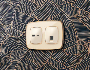 Лицевая панель розетки USB для быстрой зарядки тип A+C, Бежевый глянец, OMEGA Quant Ambrella Volt OP3110