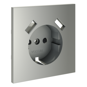 Лицевая панель для розетки с З/К и шторками, с USB A+A, Сталь, S70 Voltum VLS000905
