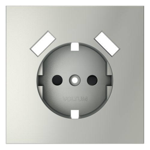 Лицевая панель для розетки с З/К и шторками, с USB A+A, Сталь, S70 Voltum VLS000905