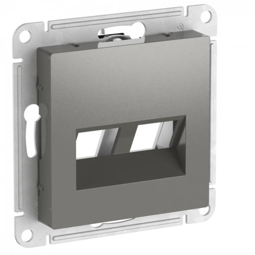 Лицевая панель для розетки компьютерной 2-ой RJ45 Keystone, Сталь, AtlasDesign SE ATN000990