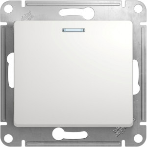 Выключатель 1 кл. с подсветкой, Белый, Glossa SE GSL000113