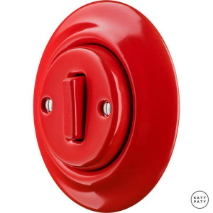 Выключатель кнопочный 1 кл. перекрестный, ярко-красный глянцевый, Katy Paty NIROGSl7