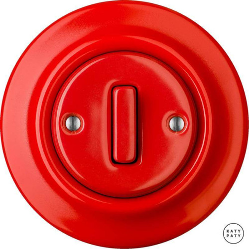 Выключатель кнопочный 1 кл. перекрестный, ярко-красный глянцевый, Katy Paty NIROGSl7 