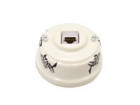 Розетка комп. RJ45 cat.6, керамика, восток, серебристая фурнитура, Leanza РК6ОС