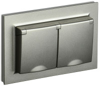Розетка 2-я c З/К с крышкой, влагозащищенная IP44, Шампань, Brite IEK BR-R26-16-44-K37-F