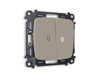 Выключатель 2 кл. с/подсв. (5600K), Серо-бежевый матовый, OMEGA Quant Ambrella Volt MO364015