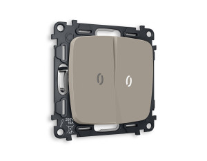 Выключатель 2 кл. с/подсв. (5600K), Серо-бежевый матовый, OMEGA Quant Ambrella Volt MO364015