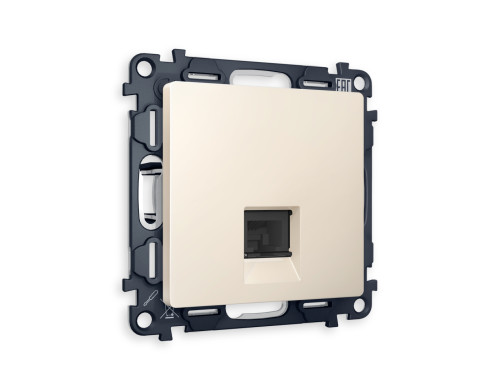 Розетка комп. с шторками RJ45 Cat. 6, Бежевый матовый, ALFA Quant Ambrella Volt MA332010