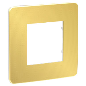 Рамка 1 местная, золото/белый, Unica New Schneider NU280259