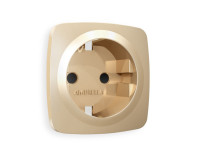 Лицевая панель розетки с З/К с шторками, Шампань, OMEGA Quant Ambrella Volt OP6070
