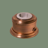 Ретро розетка медь с З/К и шторками, светлая медь, ДИП-200 Romatti L233-8-12