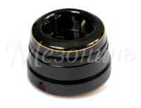 Ретро розетка фарфоровая с 3/К, золото на черном, ТМ МезонинЪ GE70301-53