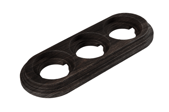 Рамка 3 местная дерево для декоративной трубы, Угольно - черный, Bironi BF1-630-119/T