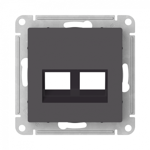 Лицевая панель для розетки компьютерной 2-ой RJ45 Keystone, Базальт, AtlasDesign SE ATN001490
