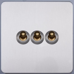 Выключатель тумблерный 3 кл. (внутренний монт.), Никель, Leon Salvador SBAN53A5A3