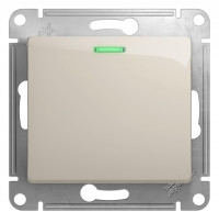 Выключатель 1 кл. с подсветкой, Молочный, Glossa SE GSL000913