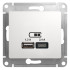 Розетка USB для зарядки A+C, Белая, Glossa SE GSL000139