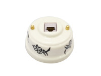Розетка комп. RJ45 cat.6, керамика, восток, золотистая фурнитура, Leanza РК6ОЗ