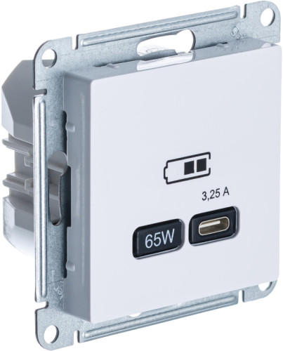 Розетка USB для быстрой зарядки, тип C 65Вт, Белый, AtlasDesign SE ATN000127