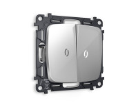 Выключатель 2 кл. с/подсв. (5600K), Серебро глянец, OMEGA Quant Ambrella Volt MO404015