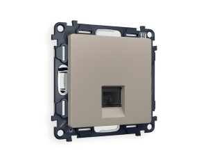 Розетка комп. с шторками RJ45 Cat. 6, Серо-бежевый матовый, ALFA Quant Ambrella Volt MA372010