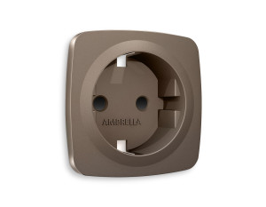 Лицевая панель розетки с З/К с шторками, Темная бронза матовый, OMEGA Quant Ambrella Volt OP6370