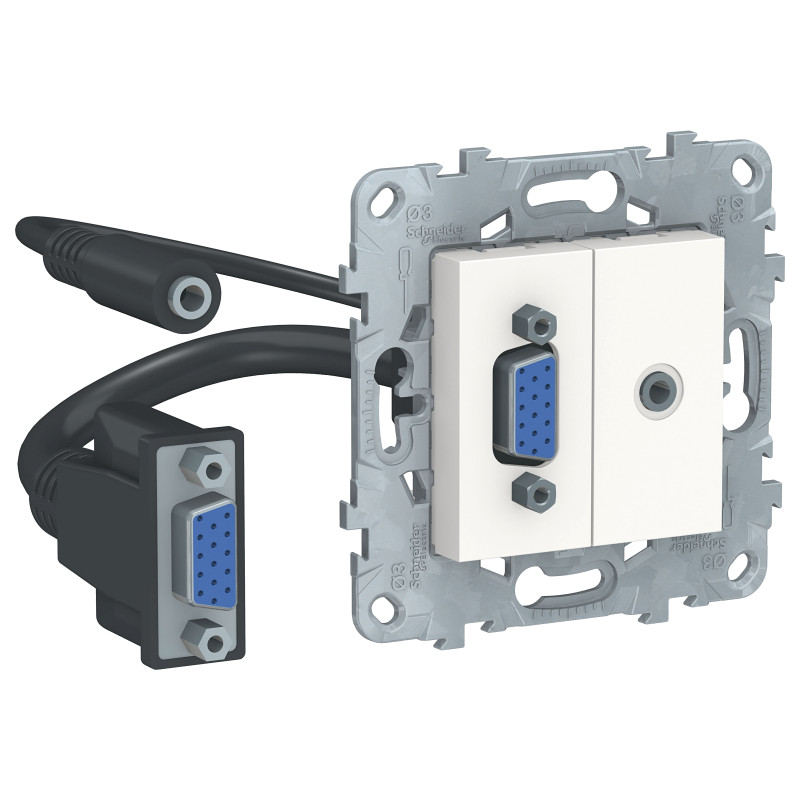 Розетка HD15+Minijack, Белый, Unica New Schneider NU593218