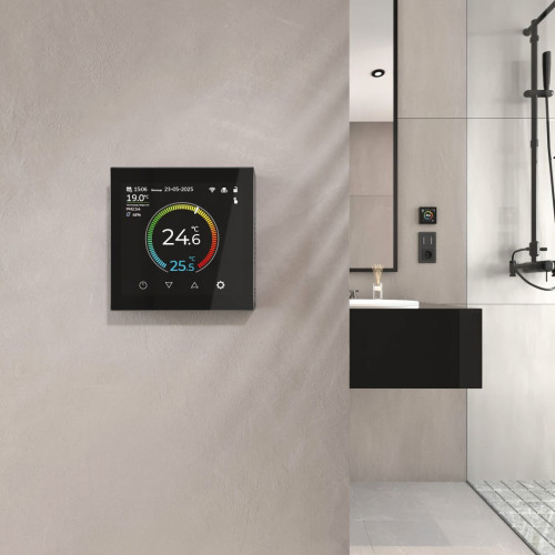 Умный терморегулятор теплого пола сенсорный, Черный, Werkel W1851108