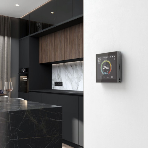 Умный терморегулятор теплого пола сенсорный, Черный, Werkel W1851108