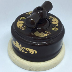 Выключатель керамика 1 кл. проходной(2 положения), подложка береза, магия золота, ЦИОН В1Б-МЗ