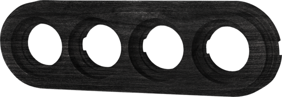 Рамка 4 местная дерево для декоративной трубы, Угольно - черный, Bironi BF1-640-119/T