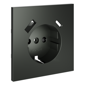 Лицевая панель для розетки с З/К и шторками, с USB A+C, Титан, S70 Voltum VLS001006