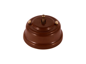 Выключатель керамика тумблерный 1 кл., коричневый с бронзовой ручкой Leanza ВР1КБ