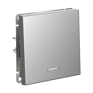 Кнопка без фиксации 1 кл. с подсв., Алюминий, ArtGallery SE GAL000316