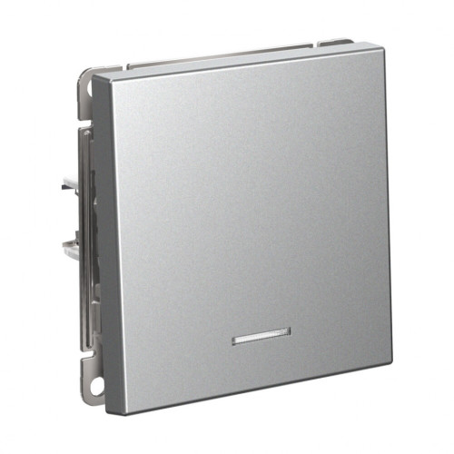 Кнопка без фиксации 1 кл. с подсв., Алюминий, ArtGallery SE GAL000316