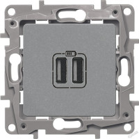 Розетка USB для зарядки, алюминий, Etika Legrand 672494