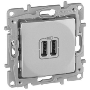 Розетка USB для зарядки, алюминий, Etika Legrand 672494