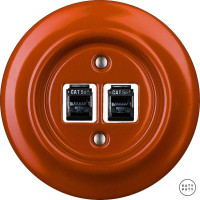 Розетка комп. фарфоровая RJ45 cat.5е, красно-коричневый глянцевый, Katy Paty OPAURGsCat5e 