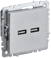 Розетка USB для зарядки, тип А+А 3,1А, Алюминий, Brite IEK BR-U21-D31-K47