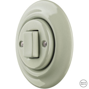 Выключатель кнопочный 1 кл. перекрестный, серо-зеленый матовый, Katy Paty CHGW7