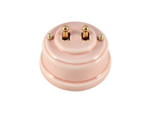 Выключатель керамика тумблерный 2 кл., розовый rosa с золотой ручкой, Leanza ВР2ДЗ