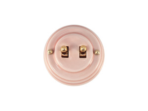 Выключатель керамика тумблерный 2 кл., Розовый Rosa с золотой ручкой, Leanza ВР2ДЗ
